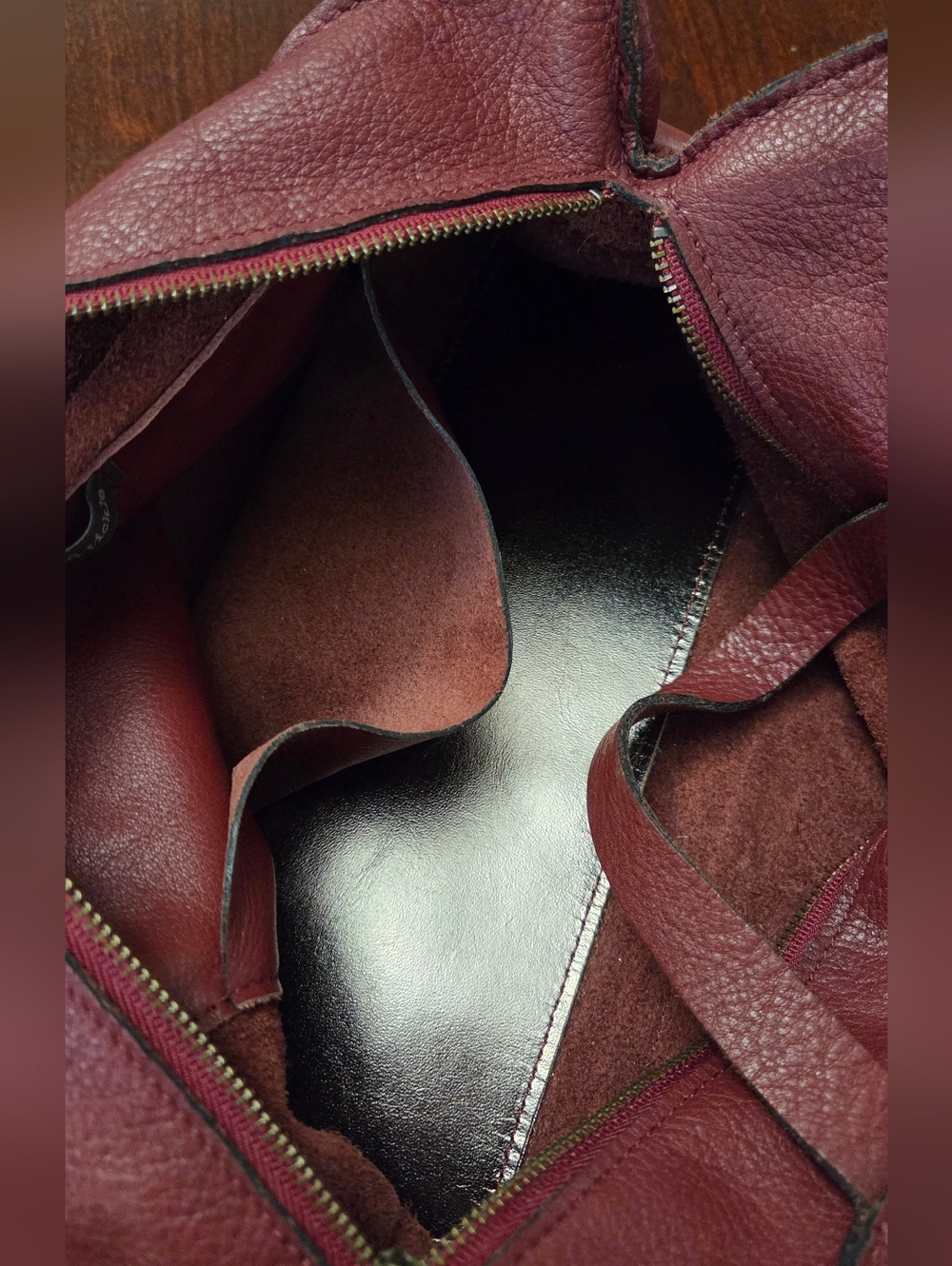 Stitch & Tickle Oxblood Leather Crossbody Satchel | Artisan Handmade Slouchy Bag - Picture 3 of 11